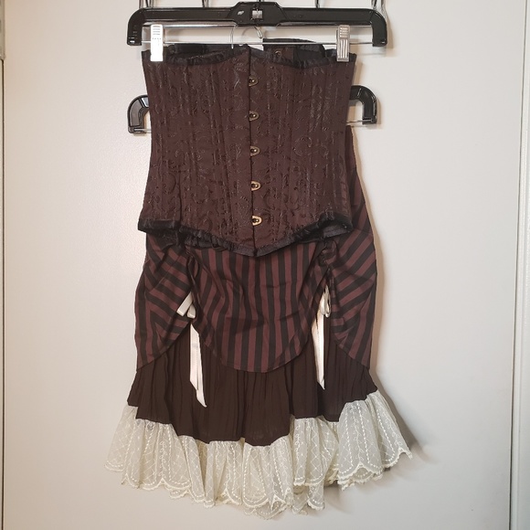 3 Piece Brown Corset Costume - Picture 2 of 4
